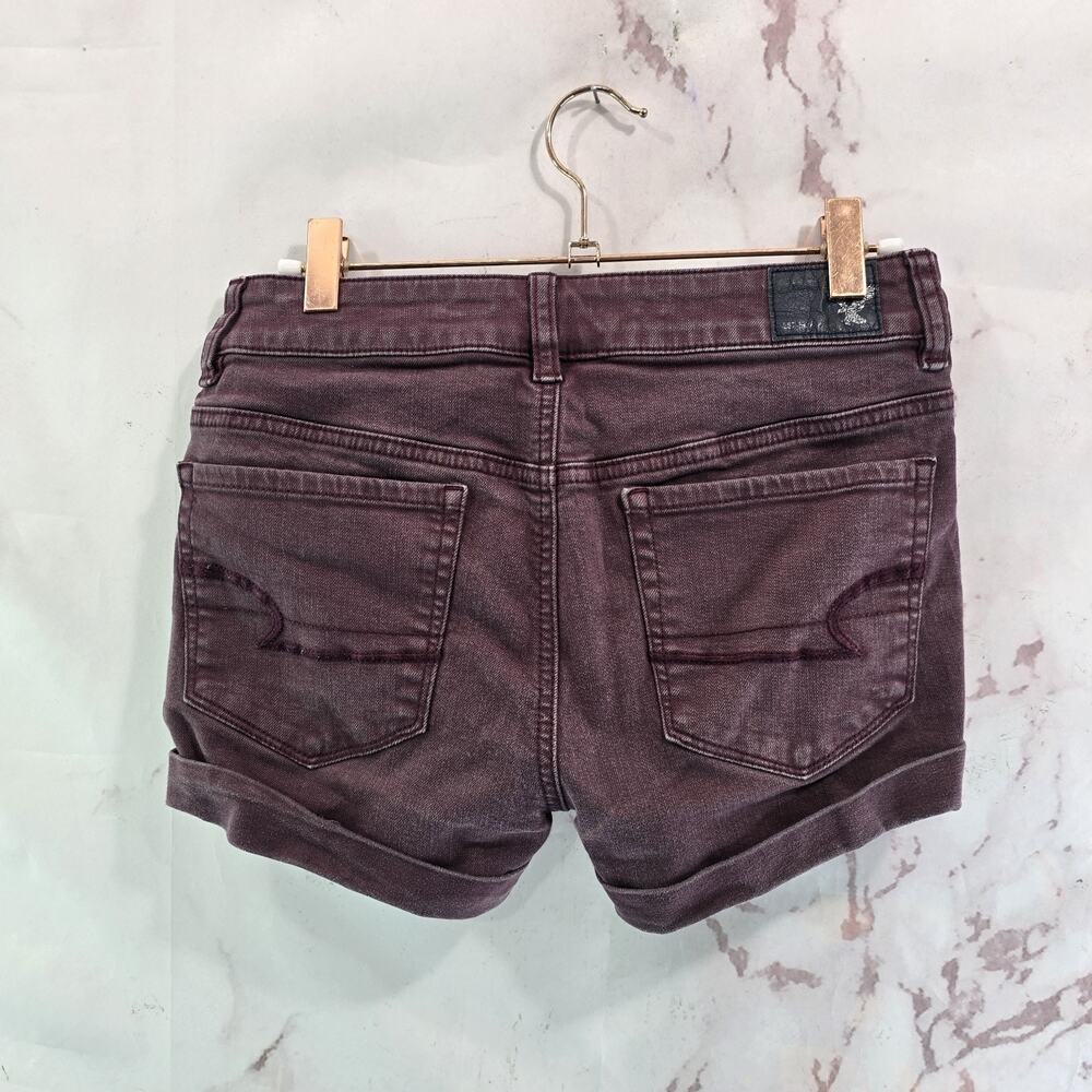 American Eagle Shorts Womens 4 Red Hi Rise Shortie Cuffed Denim Mid Rise Jean